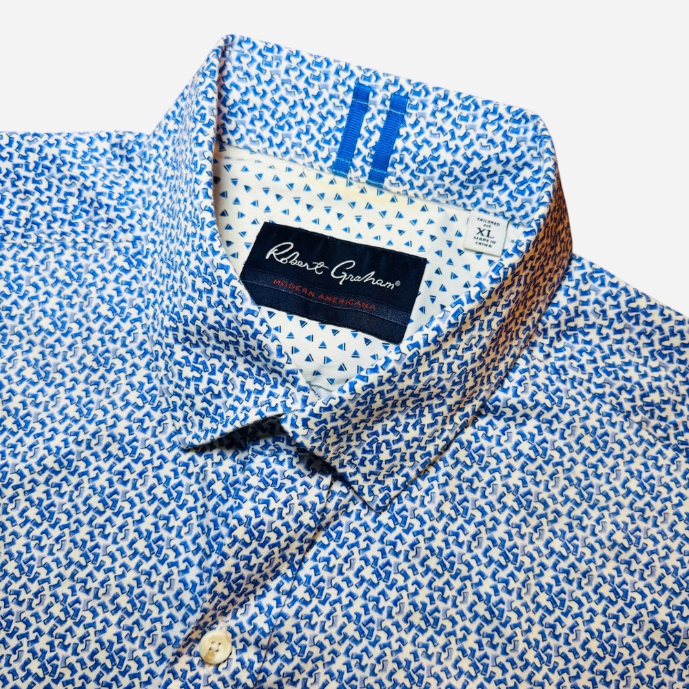 Robert Graham Mens XL Tailored Fit Short Sleeve Button Down Boot Print Shirt